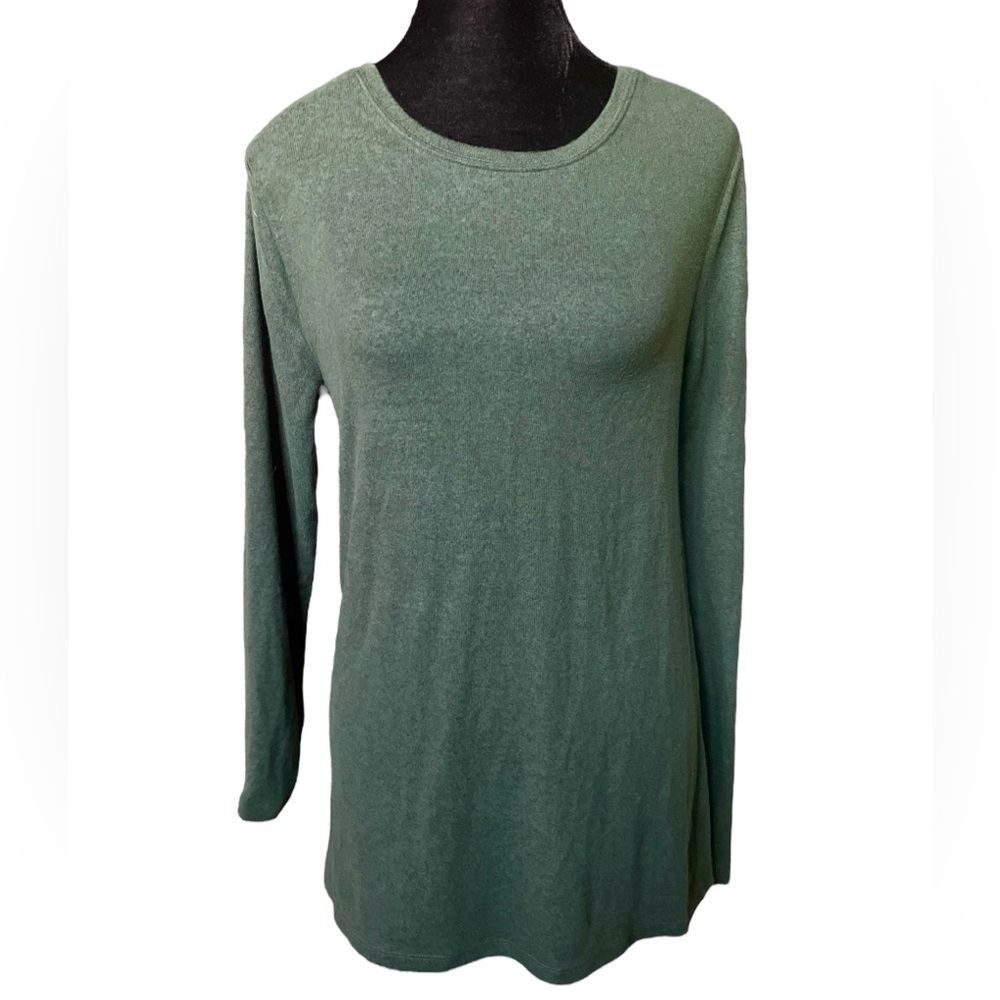 J.Crew Long Sleeve Knit Top Size Medium Olive Green Soft Viscose NWT Basic